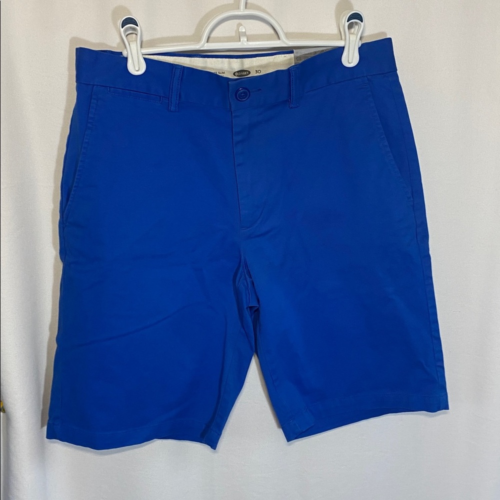 Old Navy Mens Ultimate Slim Shorts Classic Chino style Size 30, Blue NWOT